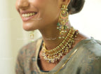 VeroniQ Trends-Traditional Temple Look Gold Plated Kemp Stone Pachi Kundan Choker Necklace Kundan-Gold Plated-Wedding Jewelry-Punjabi Jewelry-South Indian-Thappa Jewelry