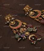 VeroniQ Trends-Traditional Temple Look Gold Plated Kemp Stone Pachi Kundan Choker Necklace Kundan-Gold Plated-Wedding Jewelry-Punjabi Jewelry-South Indian-Thappa Jewelry