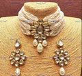 VeroniQ Trends-Traditional Look Multistrand Gold Plated Pearl Kundan Choker Necklace Kundan-Gold Plated-Wedding Jewellery-Punjabi Jewellery-South Indian-Thappa Jewellery