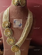 VeroniQ Trends-Beautiful Multistrand Floral Style Gold Plated Pearl Kundan Long Necklace Kundan-Gold Plated-Wedding Jewelry-Punjabi Jewelry-South Indian-Thappa Jewelry