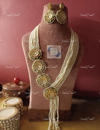 VeroniQ Trends-Beautiful Multistrand Floral Style Gold Plated Pearl Kundan Long Necklace Kundan-Gold Plated-Wedding Jewelry-Punjabi Jewelry-South Indian-Thappa Jewelry