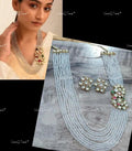 VeroniQ Trends-Beautiful Multistrand Pearl Gold Plated Kundan Long Mala Necklace Kundan-Gold Plated-Wedding Jewellery-Punjabi Jewellery-South Indian-Thappa Jewellery