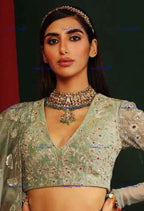 VeroniQ Trends-Bridal Gold Plated Polki Pachi Kundan Choker Necklace With Green Beads Polki Pachi Kundan-Gold Plated-Wedding Jewelry-Punjabi Jewelry-South Indian-Thappa Jewelry