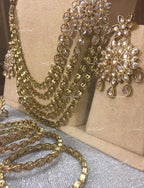 VeroniQ Trends-Traditional Bridal Gold Plated Reverse AD Choker And Long Necklace With Earrings And Maang Tika Passa Reverse AD-Gold Plated-Wedding Jewelry-Punjabi Jewelry-South Indian-Thappa Jewelry