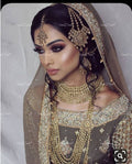 VeroniQ Trends-Traditional Bridal Gold Plated Reverse AD Choker And Long Necklace With Earrings And Maang Tika Passa Reverse AD-Gold Plated-Wedding Jewellery-Punjabi Jewellery-South Indian-Thappa Jewellery