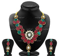 VeroniQ Trends-Traditional Bridal Green Red Gold Plated Kundan Necklace Kundan-Gold Plated-Wedding Jewellery-Punjabi Jewellery-South Indian-Thappa Jewellery
