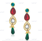 VeroniQ Trends-Traditional Bridal Green Red Gold Plated Kundan Necklace Kundan-Gold Plated-Wedding Jewelry-Punjabi Jewelry-South Indian-Thappa Jewelry