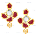 VeroniQ Trends-Traditional Bridal Red Layered Gold Plated Pearl Kundan Necklace Kundan-Gold Plated-Wedding Jewelry-Punjabi Jewelry-South Indian-Thappa Jewelry