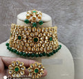 VeroniQ Trends-Traditional Bridal Floral Gold Plated Kundan Choker Necklace Kundan-Gold Plated-Wedding Jewellery-Punjabi Jewellery-South Indian-Thappa Jewellery
