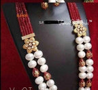 VeroniQ Trends-Traditional Multistrand Beads And Kundan Long Necklace Kundan-Gold Plated-Wedding Jewelry-Punjabi Jewelry-South Indian-Thappa Jewelry