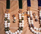 VeroniQ Trends-Traditional Multistrand Beads And Kundan Long Necklace Kundan-Gold Plated-Wedding Jewelry-Punjabi Jewelry-South Indian-Thappa Jewelry