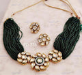 VeroniQ Trends-Traditional Floral Multistrand Gold Plated Kundan Choker Necklace Kundan-Gold Plated-Wedding Jewellery-Punjabi Jewellery-South Indian-Thappa Jewellery
