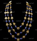 VeroniQ Trends-Beautiful Multistrand Sapphire Blue Beads And Kundan Necklace Kundan-Gold Plated-Wedding Jewellery-Punjabi Jewellery-South Indian-Thappa Jewellery