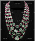 VeroniQ Trends-Elegant Multistrand Maharani Fluorite Beads Long Necklace Kundan-Gold Plated-Wedding Jewellery-Punjabi Jewellery-South Indian-Thappa Jewellery