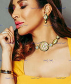 VeroniQ Trends-Beautiful Gold Plated Kundan Meenakari Hasli Choker Necklace Kundan-Gold Plated-Wedding Jewelry-Punjabi Jewelry-South Indian-Thappa Jewelry
