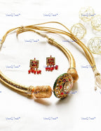 VeroniQ Trends-Beautiful Gold Plated Kundan Meenakari Hasli Choker Necklace Kundan-Gold Plated-Wedding Jewelry-Punjabi Jewelry-South Indian-Thappa Jewelry