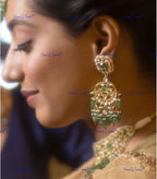 VeroniQ Trends-Elegant Gold Plated Chandbali Style Pachi Kundan Earrings Pachi Kundan-Gold Plated-Wedding Jewelry-Punjabi Jewelry-South Indian-Thappa Jewelry