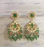 VeroniQ Trends-Elegant Gold Plated Chandbali Style Pachi Kundan Earrings Pachi Kundan-Gold Plated-Wedding Jewelry-Punjabi Jewelry-South Indian-Thappa Jewelry
