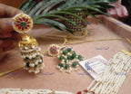 VeroniQ Trends-Beautiful Gold Plated Kemp Stone Pachi Kundan Pearl Choker Necklace Pachi Kundan-Gold Plated-Wedding Jewelry-Punjabi Jewelry-South Indian-Thappa Jewelry