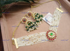 VeroniQ Trends-Beautiful Gold Plated Kemp Stone Pachi Kundan Pearl Choker Necklace Pachi Kundan-Gold Plated-Wedding Jewelry-Punjabi Jewelry-South Indian-Thappa Jewelry