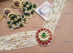 VeroniQ Trends-Beautiful Gold Plated Kemp Stone Pachi Kundan Pearl Choker Necklace Pachi Kundan-Gold Plated-Wedding Jewelry-Punjabi Jewelry-South Indian-Thappa Jewelry