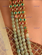 VeroniQ Trends-Beautiful Gold Plated Multistrand Kundan Beads Long Necklace Kundan-Gold Plated-Wedding Jewelry-Punjabi Jewelry-South Indian-Thappa Jewelry