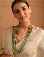 VeroniQ Trends-Beautiful Gold Plated Multistrand Kundan Beads Long Necklace Kundan-Gold Plated-Wedding Jewelry-Punjabi Jewelry-South Indian-Thappa Jewelry