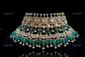 VeroniQ Trends-Jodha Akbar Gold Plated Bridal Polki Pachi Kundan Choker Necklace With Green Quartz Beads Pachi Kundan-Gold Plated-Wedding Jewellery-Punjabi Jewellery-South Indian-Thappa Jewellery
