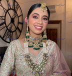 VeroniQ Trends-Traditional Bridal Gold Plated Multistrand Kundan Choker And Long Necklace WithEarrings And Maang Tika Kundan-Gold Plated-Wedding Jewelry-Punjabi Jewelry-South Indian-Thappa Jewelry