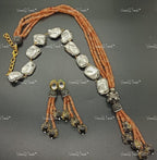 VeroniQ Trends-Jaipur Style Multistrand Victorian Mother of Pearl Long Necklace Kundan-Gold Plated-Wedding Jewelry-Punjabi Jewelry-South Indian-Thappa Jewelry