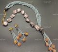 VeroniQ Trends-Jaipur Style Multistrand Victorian Mother of Pearl Long Necklace Kundan-Gold Plated-Wedding Jewellery-Punjabi Jewellery-South Indian-Thappa Jewellery