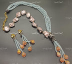 VeroniQ Trends-Jaipur Style Multistrand Victorian Mother of Pearl Long Necklace Kundan-Gold Plated-Wedding Jewelry-Punjabi Jewelry-South Indian-Thappa Jewelry