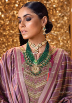 VeroniQ Trends-Royal Gold Plated Multistarnd Beads Jaipuri Meenakari Kundan Necklace 92.5 Kundan-Gold Plated-Wedding Jewelry-Punjabi Jewelry-South Indian-Thappa Jewelry