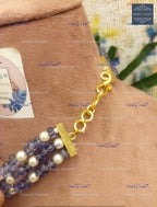 VeroniQ Trends-Traditional Gold Plated Multistrand Amethyst Beads Kundan Necklace With Kundan-Gold Plated-Wedding Jewelry-Punjabi Jewelry-South Indian-Thappa Jewelry
