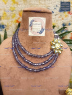VeroniQ Trends-Traditional Gold Plated Multistrand Amethyst Beads Kundan Necklace With Kundan-Gold Plated-Wedding Jewelry-Punjabi Jewelry-South Indian-Thappa Jewelry