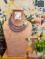 VeroniQ Trends-Traditional Gold Plated Multistrand Amethyst Beads Kundan Necklace With Kundan-Gold Plated-Wedding Jewelry-Punjabi Jewelry-South Indian-Thappa Jewelry