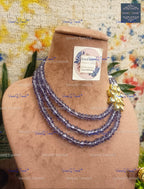 VeroniQ Trends-Traditional Gold Plated Multistrand Amethyst Beads Kundan Necklace With Kundan-Gold Plated-Wedding Jewelry-Punjabi Jewelry-South Indian-Thappa Jewelry