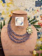 VeroniQ Trends-Traditional Gold Plated Multistrand Amethyst Beads Kundan Necklace With Kundan-Gold Plated-Wedding Jewelry-Punjabi Jewelry-South Indian-Thappa Jewelry