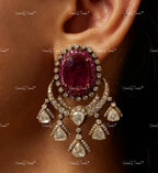 VeroniQ Trends-Cocktail Party Look Victorian Ruby And  Polki Silver Choker Necklace 92.5 Silver Moissanite Diamond Polki-Gold Plated-Wedding Jewelry-Punjabi Jewelry-South Indian-Thappa Jewelry
