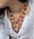 VeroniQ Trends-Beautiful Double Layered Gold Plated Pachi Kundan Ruby Beads Necklace Pachi Kundan-Gold Plated-Wedding Jewelry-Punjabi Jewelry-South Indian-Thappa Jewelry