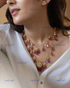 VeroniQ Trends-Beautiful Double Layered Gold Plated Pachi Kundan Ruby Beads Necklace Pachi Kundan-Gold Plated-Wedding Jewelry-Punjabi Jewelry-South Indian-Thappa Jewelry