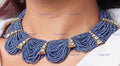 VeroniQ Trends-Designer Multistrand Sapphire Beaded Polki Pachi Kundan Choker Necklace Pachi Kundan Polki-Gold Plated-Wedding Jewellery-Punjabi Jewellery-South Indian-Thappa Jewellery