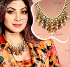 VeroniQ Trends-Elegant Tourmaline Beads Meenakari Kundan Necklace Kundan-Gold Plated-Wedding Jewelry-Punjabi Jewelry-South Indian-Thappa Jewelry