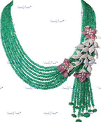 VeroniQ Trends-Desginer Multistrand Beaded American Diamond Silver CZ Necklace Silver CZ-Gold Plated-Wedding Jewelry-Punjabi Jewelry-South Indian-Thappa Jewelry