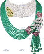VeroniQ Trends-Desginer Multistrand Beaded American Diamond Silver CZ Necklace Silver CZ-Gold Plated-Wedding Jewelry-Punjabi Jewelry-South Indian-Thappa Jewelry