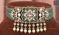 VeroniQ Trends-Victorian Multistrand Beryl Peacock Motif Polki Silver Choker Necklace 92.5 Silver Moissanite Diamond Polki-Gold Plated-Wedding Jewellery-Punjabi Jewellery-South Indian-Thappa Jewellery