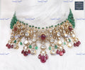 VeroniQ Trends-Victorian Multistrand Beryl Beads Ruby And Polki Silver Choker Necklace 92.5 Silver Moissanite Diamond Polki-Ruby Stone-Gold Plated-Wedding Jewellery-Punjabi Jewellery-South Indian-Thappa Jewellery