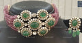 VeroniQ Trends-Victorian Multistrand Ruby Beads Emerald And Polki Silver Choker Necklace 92.5 Silver Moissanite Diamond Polki-Ruby Stone-Gold Plated-Wedding Jewellery-Punjabi Jewellery-South Indian-Thappa Jewellery