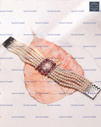 VeroniQ Trends-Contemporary Design Multi-Line Pearl Beads And AD Choker Necklace American Diamonds-Gold Plated-Wedding Jewelry-Punjabi Jewelry-South Indian-Thappa Jewelry