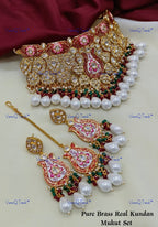 VeroniQ Trends-Bridal Multicolor Beads Kundan And Polki Choker Meenakari Necklace Polki-Gold Plated-Wedding Jewelry-Punjabi Jewelry-South Indian-Thappa Jewelry